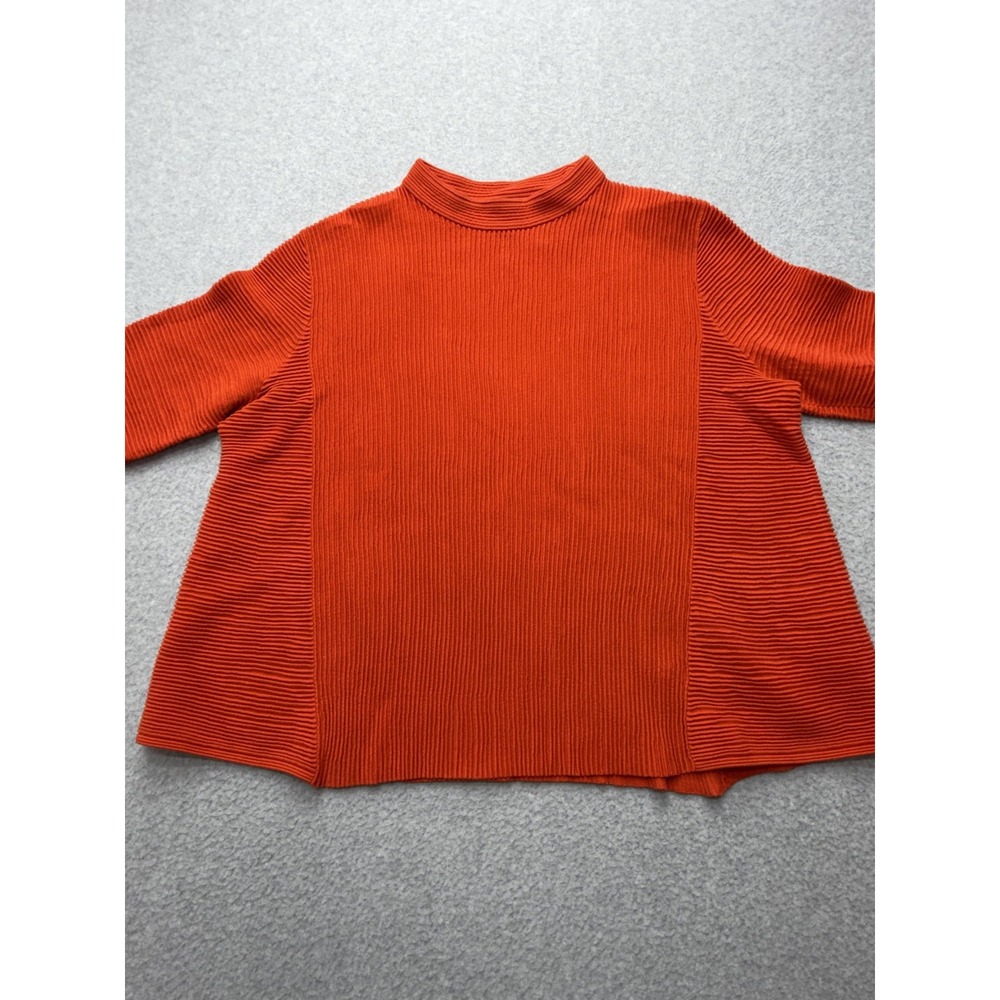 COS Women's Large Orange Ribbed Mock Neck Cotton Sweater Pullover Minimalist‎ - Picture 5 of 12